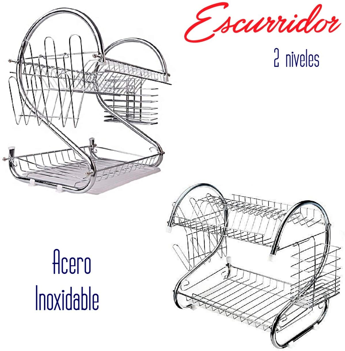 ESCURRIDOR DE TRASTES 2 NIVELES 56 cm 22”
