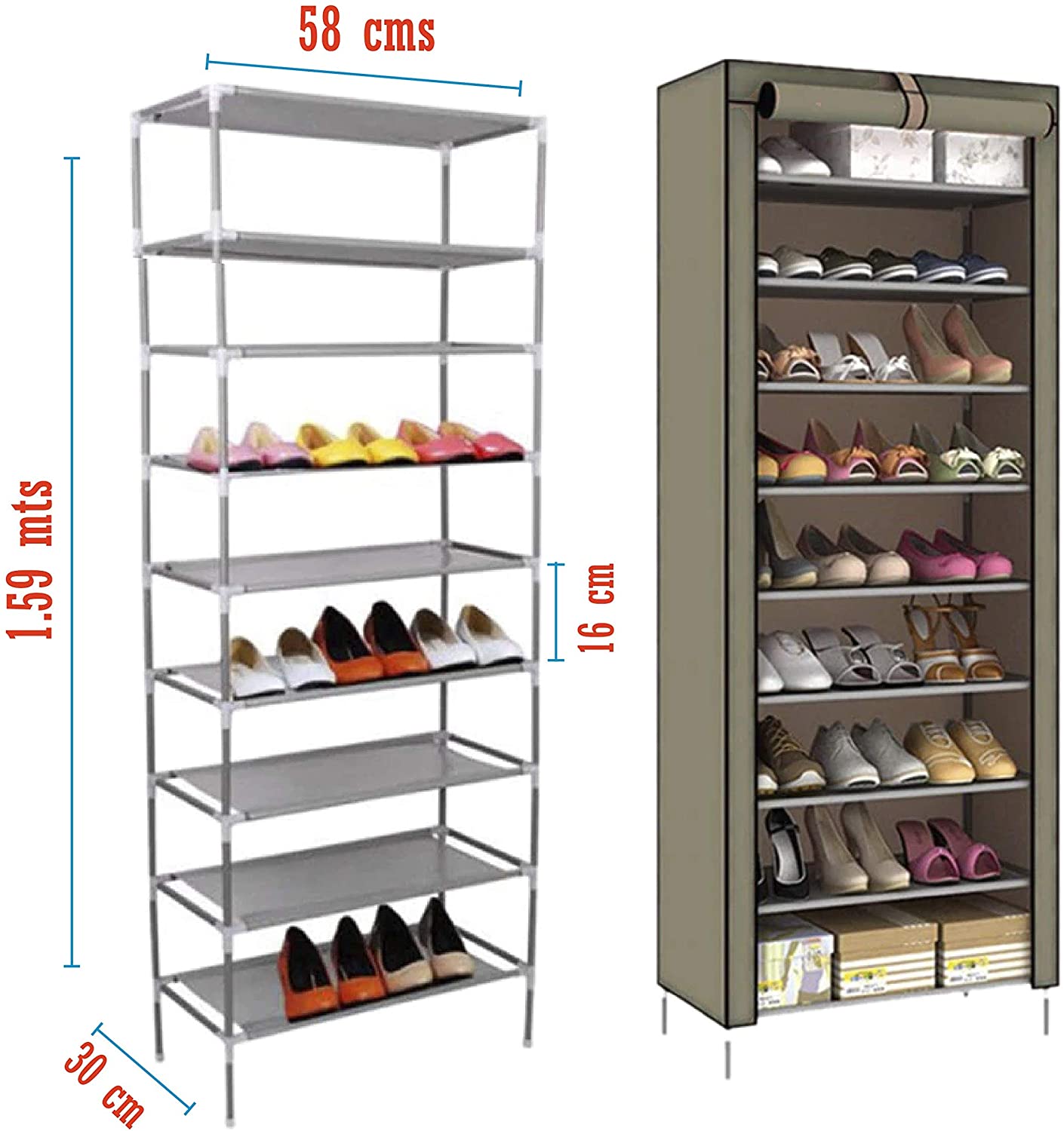 ZAPATERA MULTIFUNCIONAL DE 9 NIVELES