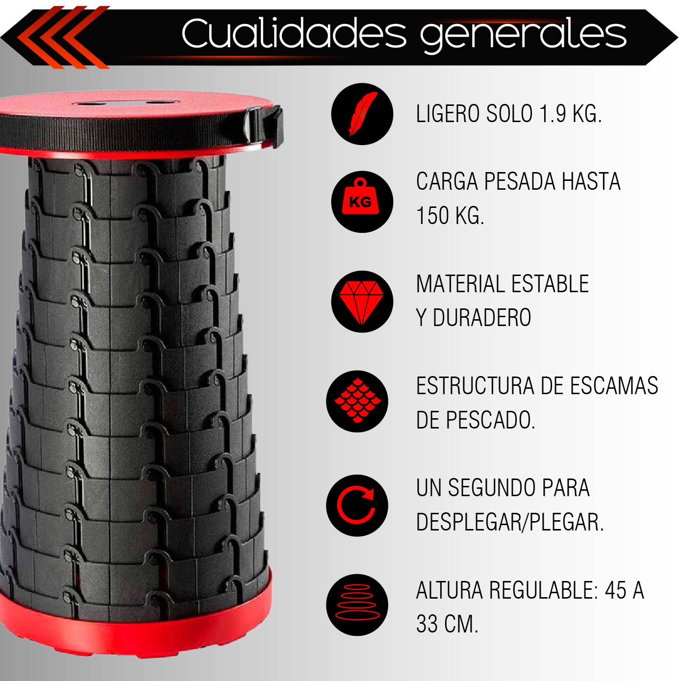 Taburete Banco Plegable portátil retráctil, banco telescópico ligeros para adultos y niños