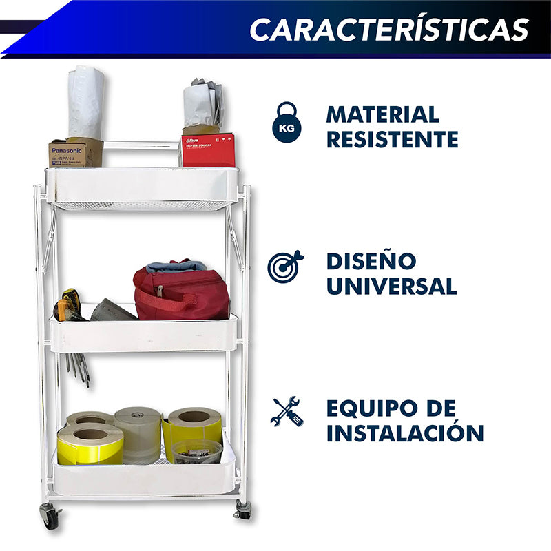 Carrito Multifuncional Organizador Desplegable 3 Niveles