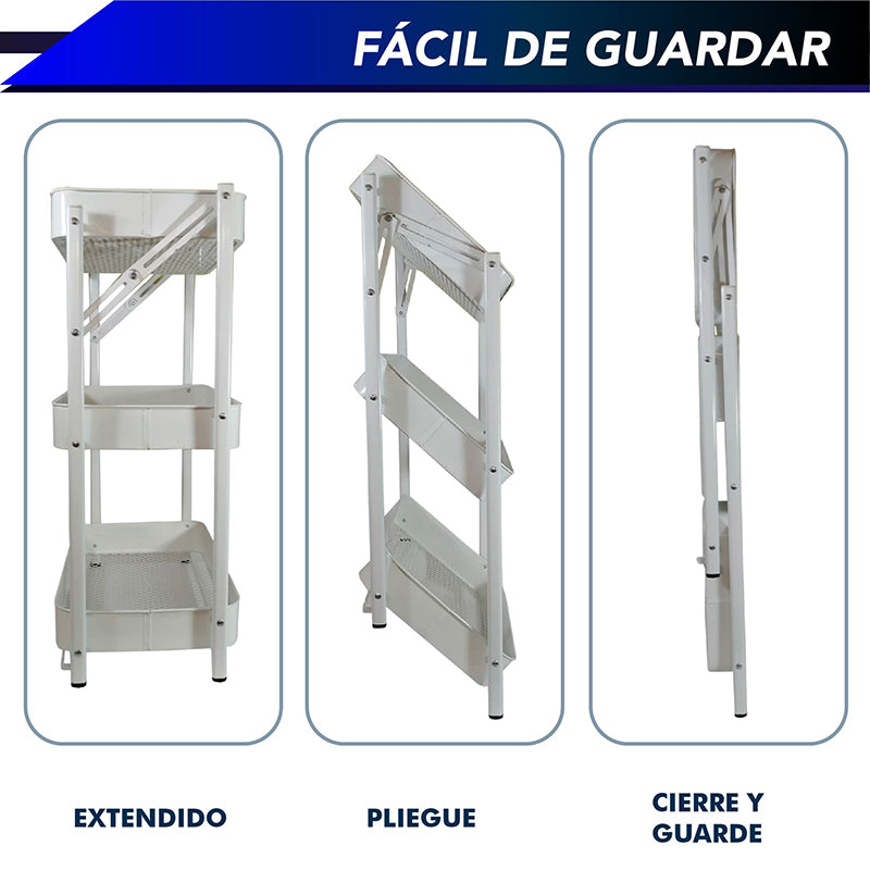 Carrito Multifuncional Organizador Desplegable 3 Niveles