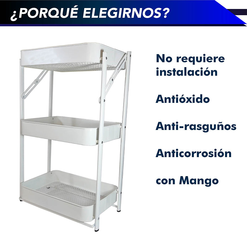Carrito Multifuncional Organizador Desplegable 3 Niveles