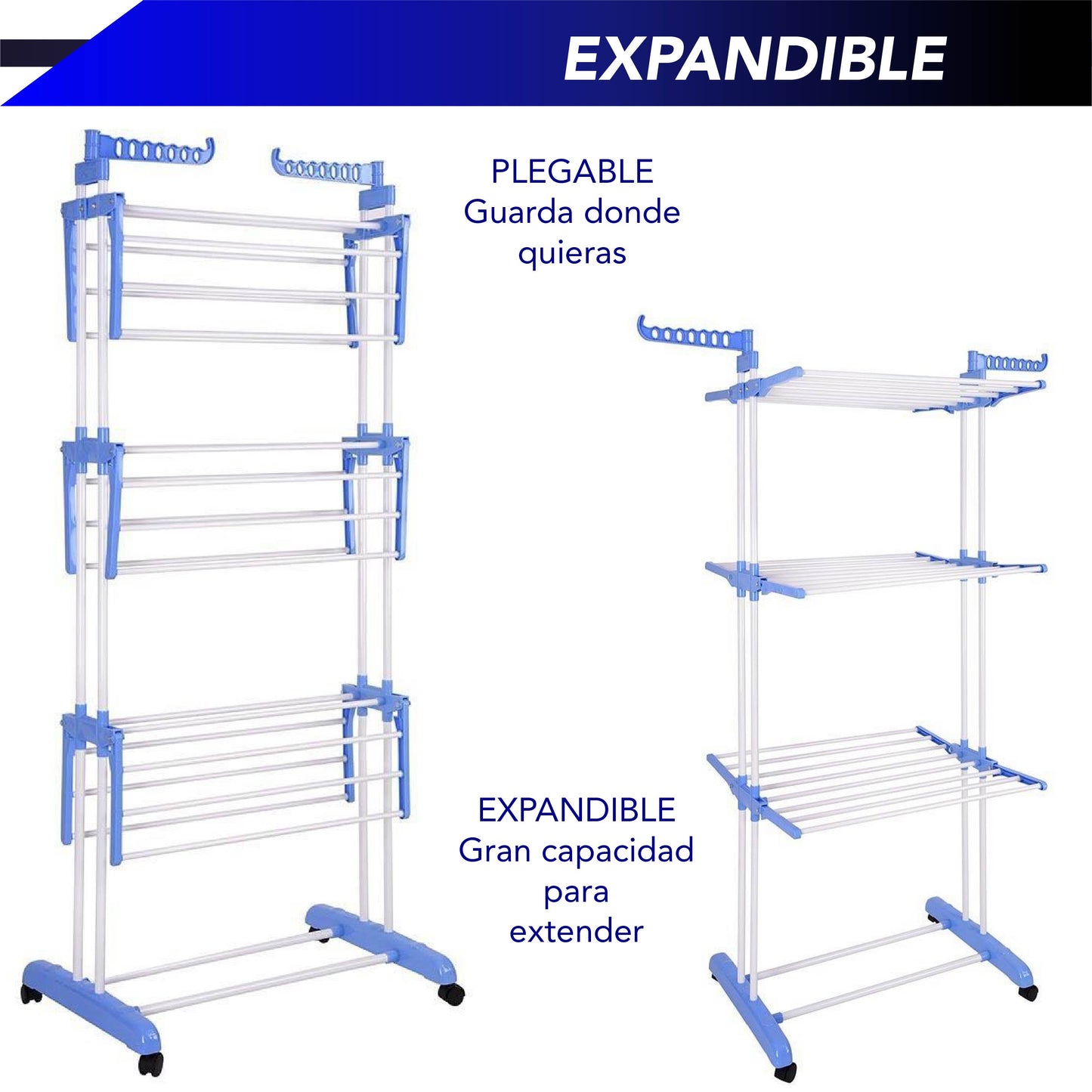 Tendedero Vertical Plegable 3 Niveles Ahorra Espacio Móvil