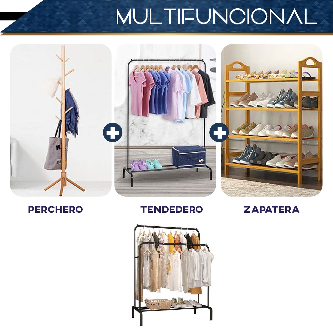 Perchero De Piso Organizador Para Ropa Rack Colgador Closet
