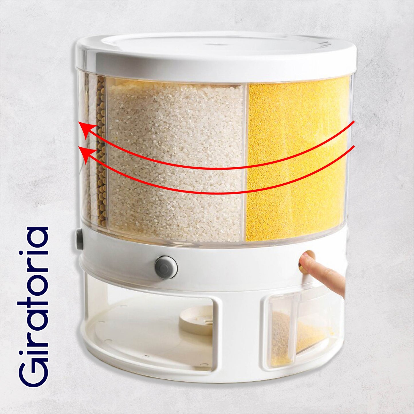 Dispensador de Semillas, Dispensador de Granos y alimentos secos, Dispensador con capacidad de 10 L. 6 separadores para mesa