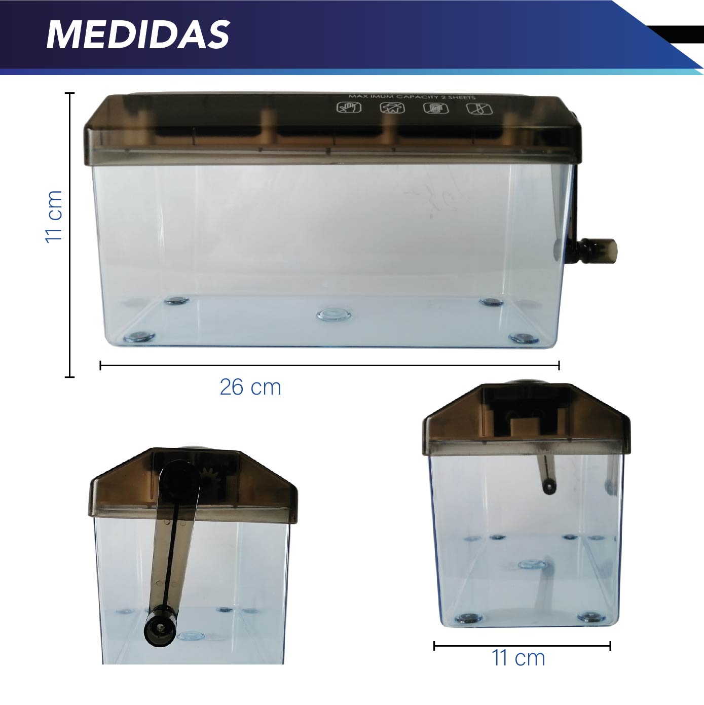TRITURADOR DE PAPEL MANUAL PORTÁTIL PARA EL HOGAR, Y OFICINA TAMAÑO: CARTA Y OFICIO