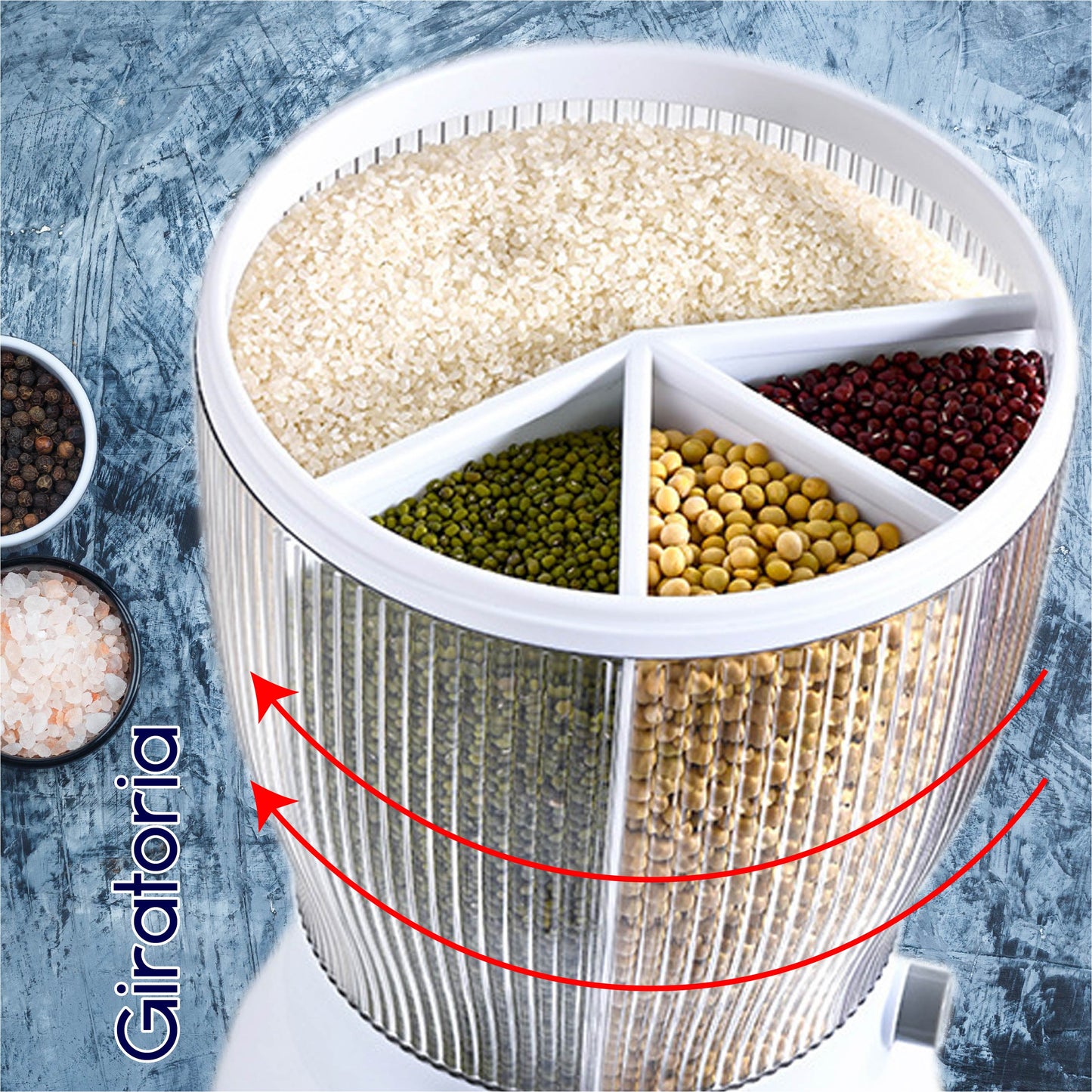 RD ROYAL COOK Dispensador de Semillas, Dispensador de Granos y alimentos secos, Dispensador con capacidad de 10 L. 4 separadores para mesa