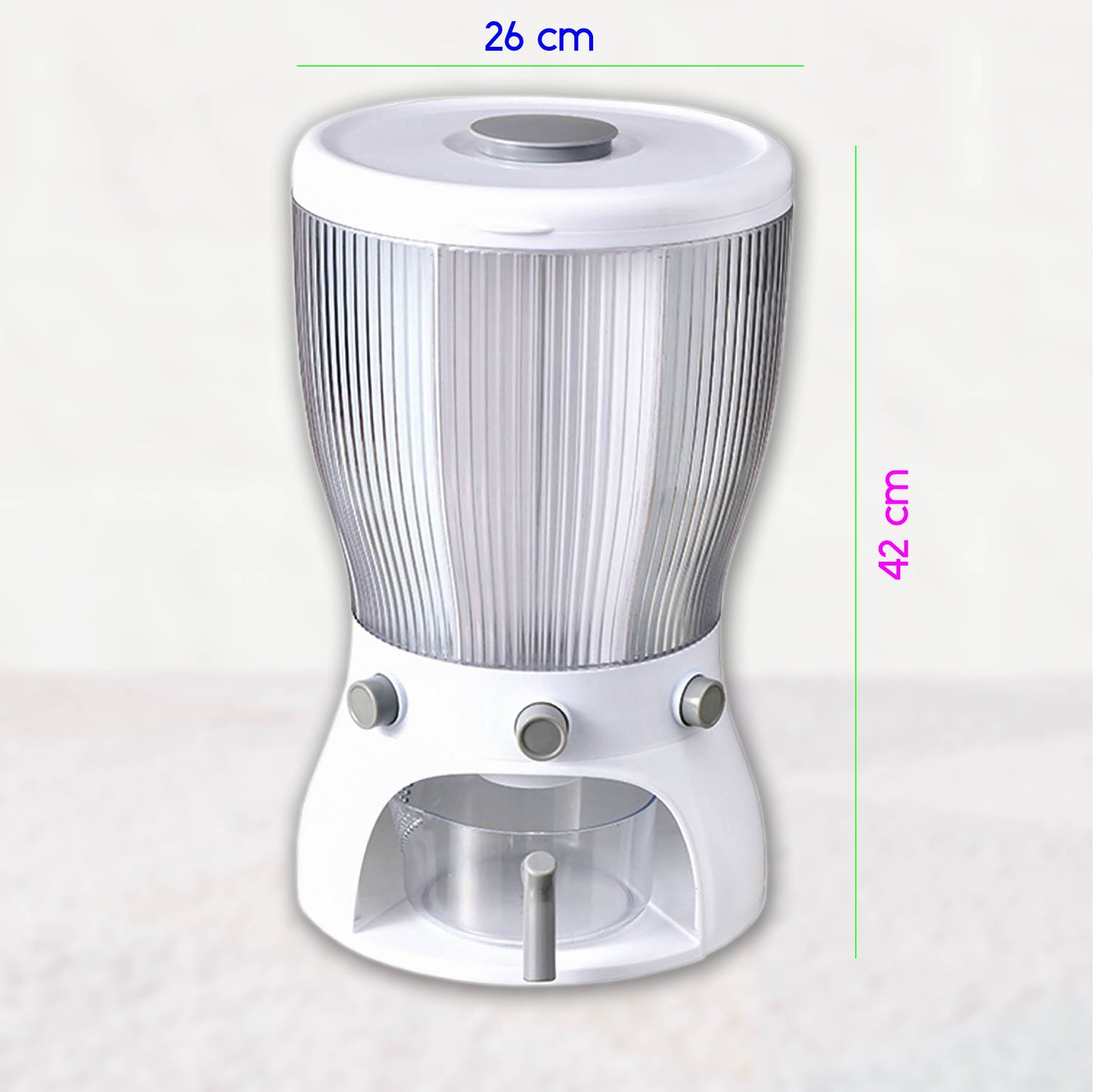 RD ROYAL COOK Dispensador de Semillas, Dispensador de Granos y alimentos secos, Dispensador con capacidad de 10 L. 4 separadores para mesa