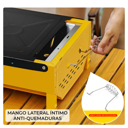 Asador de Carbon Portatil Acero Inoxidable Parrilla BBQ Plegable