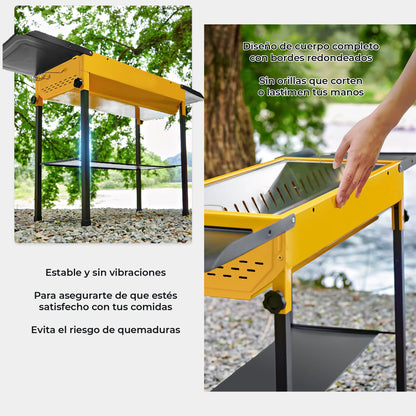 Asador de Carbon Portatil Acero Inoxidable Parrilla BBQ Plegable