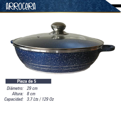Bateria de 10 pz para cocina de Aluminio con recubrimiento de Granito (azul)