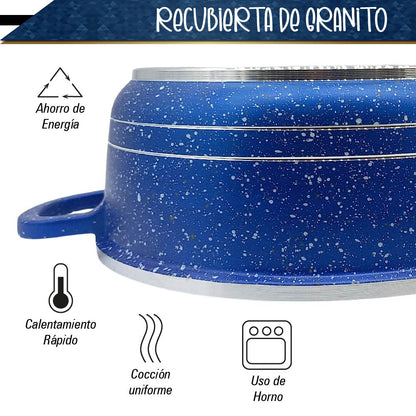 Bateria de 10 pz para cocina de Aluminio con recubrimiento de Granito (azul)