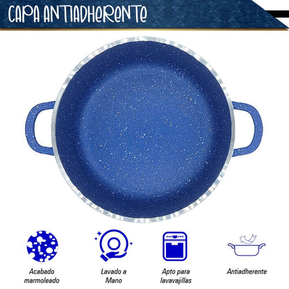 Bateria de 10 pz para cocina de Aluminio con recubrimiento de Granito (azul)