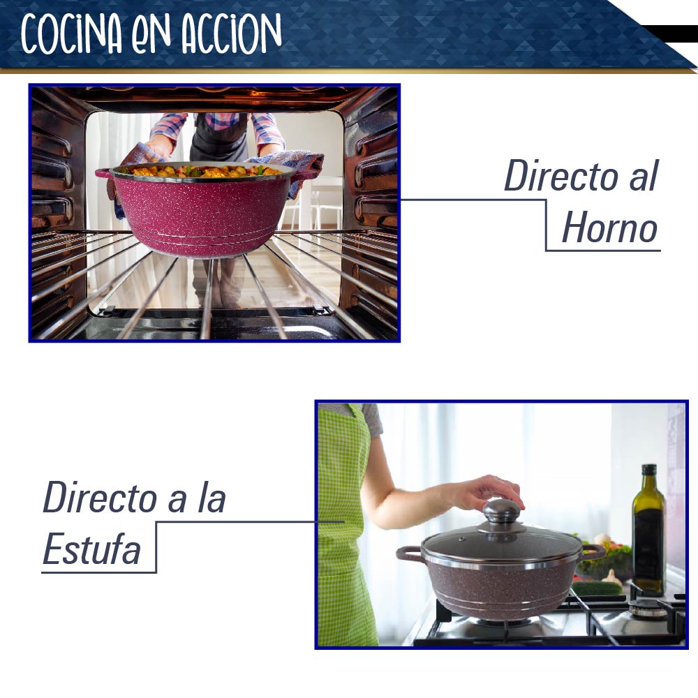 Bateria de 10 pz para cocina de Aluminio con recubrimiento de Granito (azul)