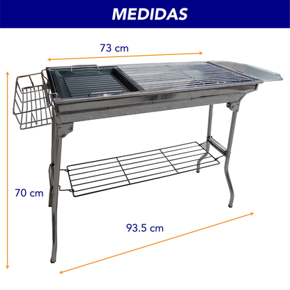 Asador para carbon con bolsa y accesorios