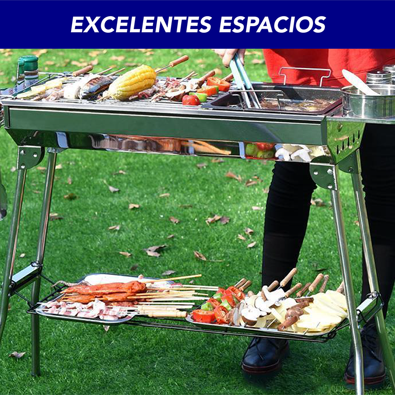 Asador para carbon con bolsa y accesorios