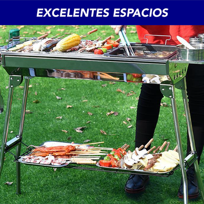 Asador para carbon con bolsa y accesorios
