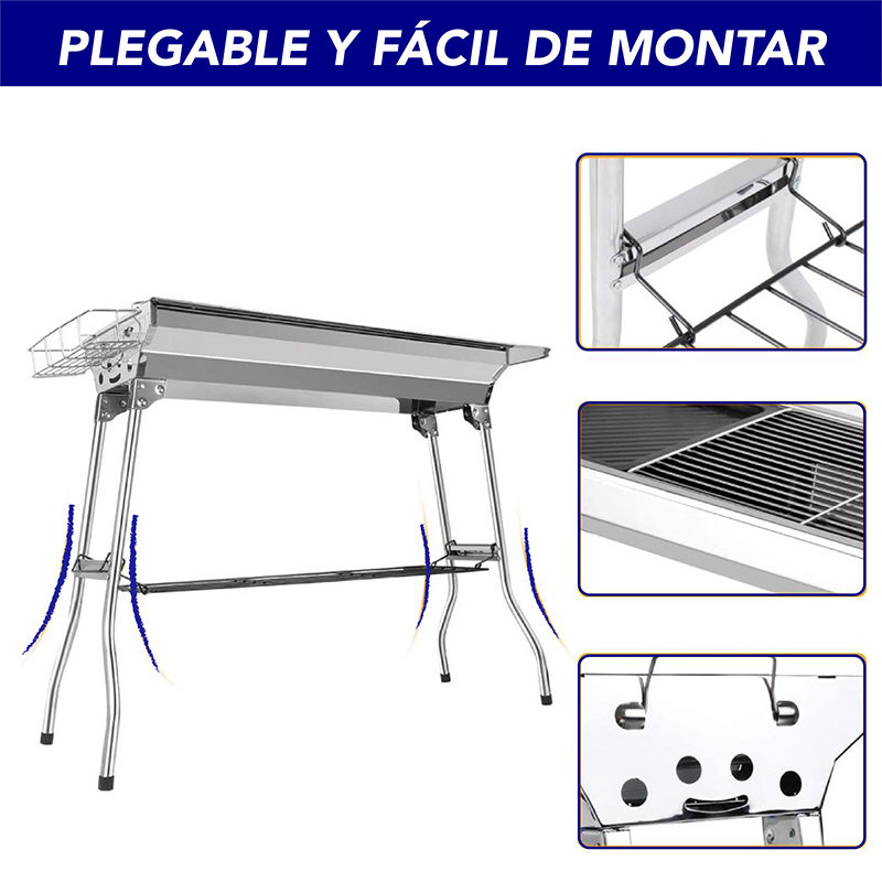 Asador para carbon con bolsa y accesorios