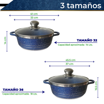 Bateria de Cocina Olla Cacerola Imperial XL 6 pz (Azul)