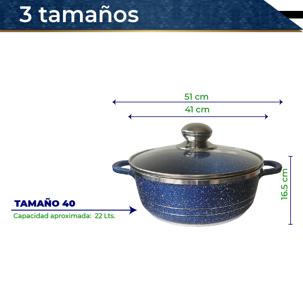Bateria de Cocina Olla Cacerola Imperial XL 6 pz (Azul)