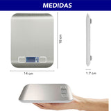 BASCULA DE COCINA DIGITAL MULTI ESCALA, HASTA 10 KGS ACERO INOXIDABLE (PILAS INCLUIDAS)