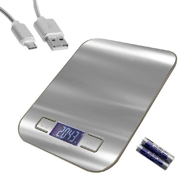 BASCULA DE COCINA DIGITAL MULTI ESCALA, HASTA 10 KGS ACERO INOXIDABLE (PILAS INCLUIDAS)