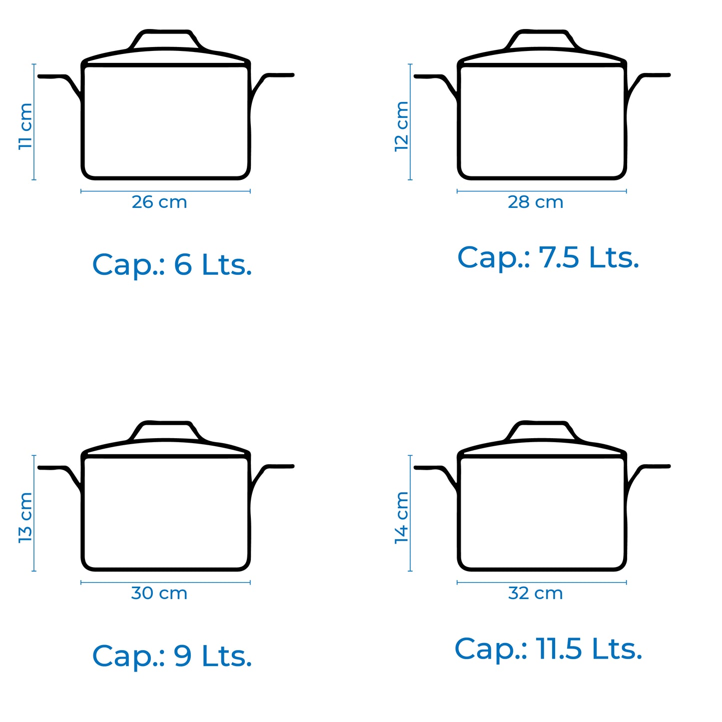 RD ROYAL COOK Juego de Ollas XL de Acero Inoxidable (8 Piezas)* | *Capacidad Profesional 6L a 11.5L* | Juego de Cacerolas con Tapas de Vidrio | *Apto para Inducción, Gas y Eléctrica* | Acero de Grado Alimenticio.