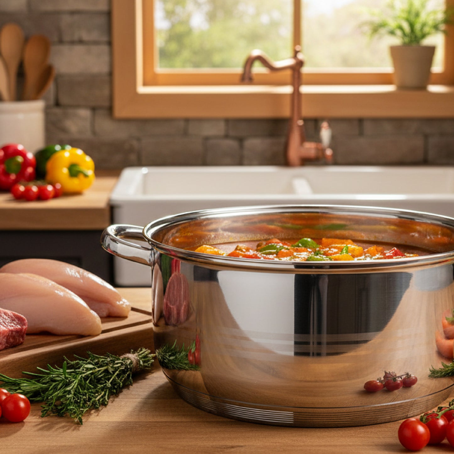 RD ROYAL COOK Juego de Ollas XL de Acero Inoxidable (8 Piezas)* | *Capacidad Profesional 6L a 11.5L* | Juego de Cacerolas con Tapas de Vidrio | *Apto para Inducción, Gas y Eléctrica* | Acero de Grado Alimenticio.