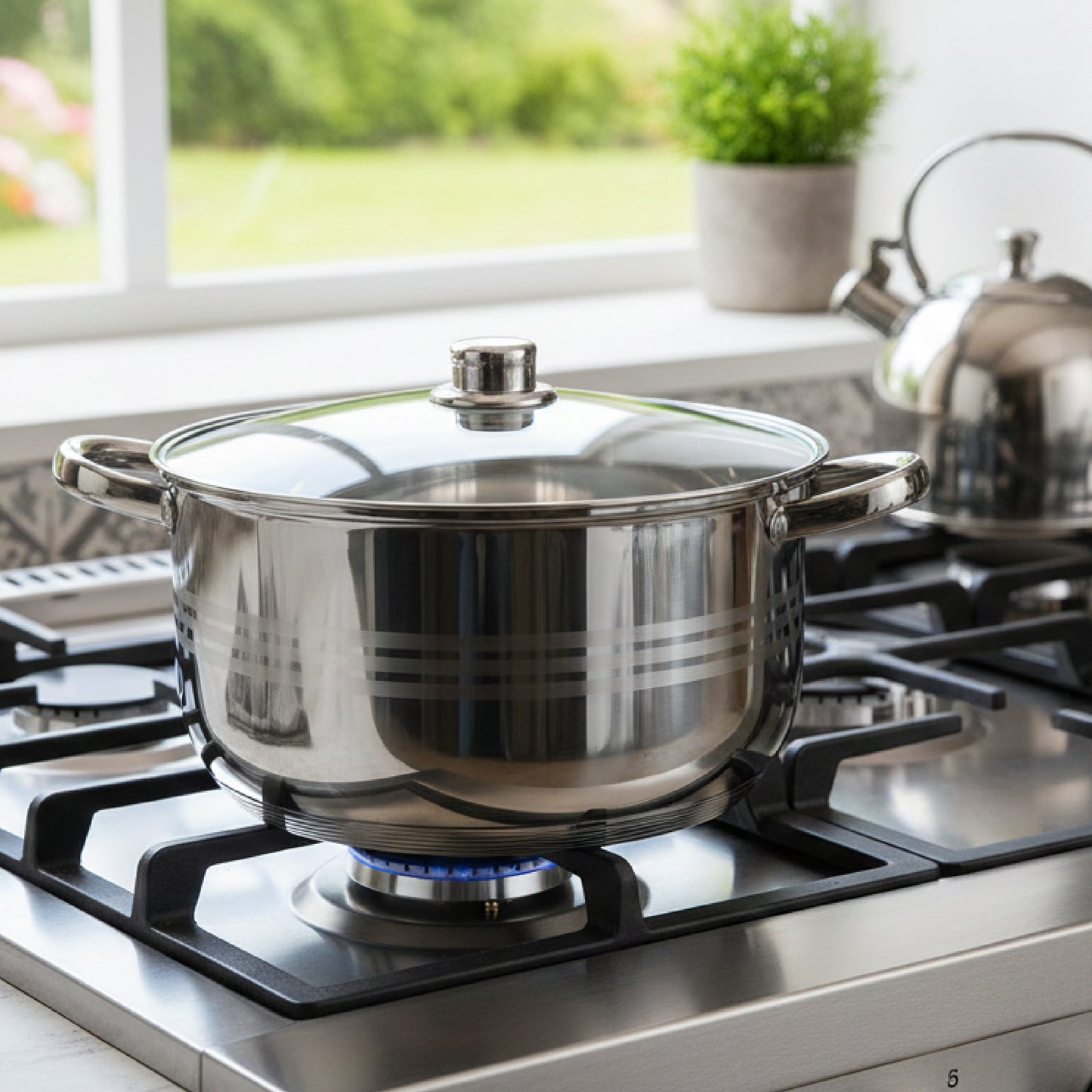 RD ROYAL COOK Juego de Ollas XL de Acero Inoxidable (8 Piezas)* | *Capacidad Profesional 6L a 11.5L* | Juego de Cacerolas con Tapas de Vidrio | *Apto para Inducción, Gas y Eléctrica* | Acero de Grado Alimenticio.