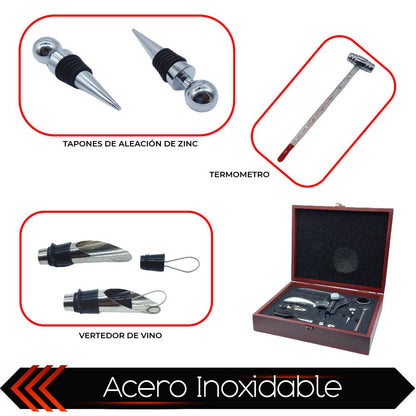 Juego de Accesorios para Vino, set para vino Caja De Madera