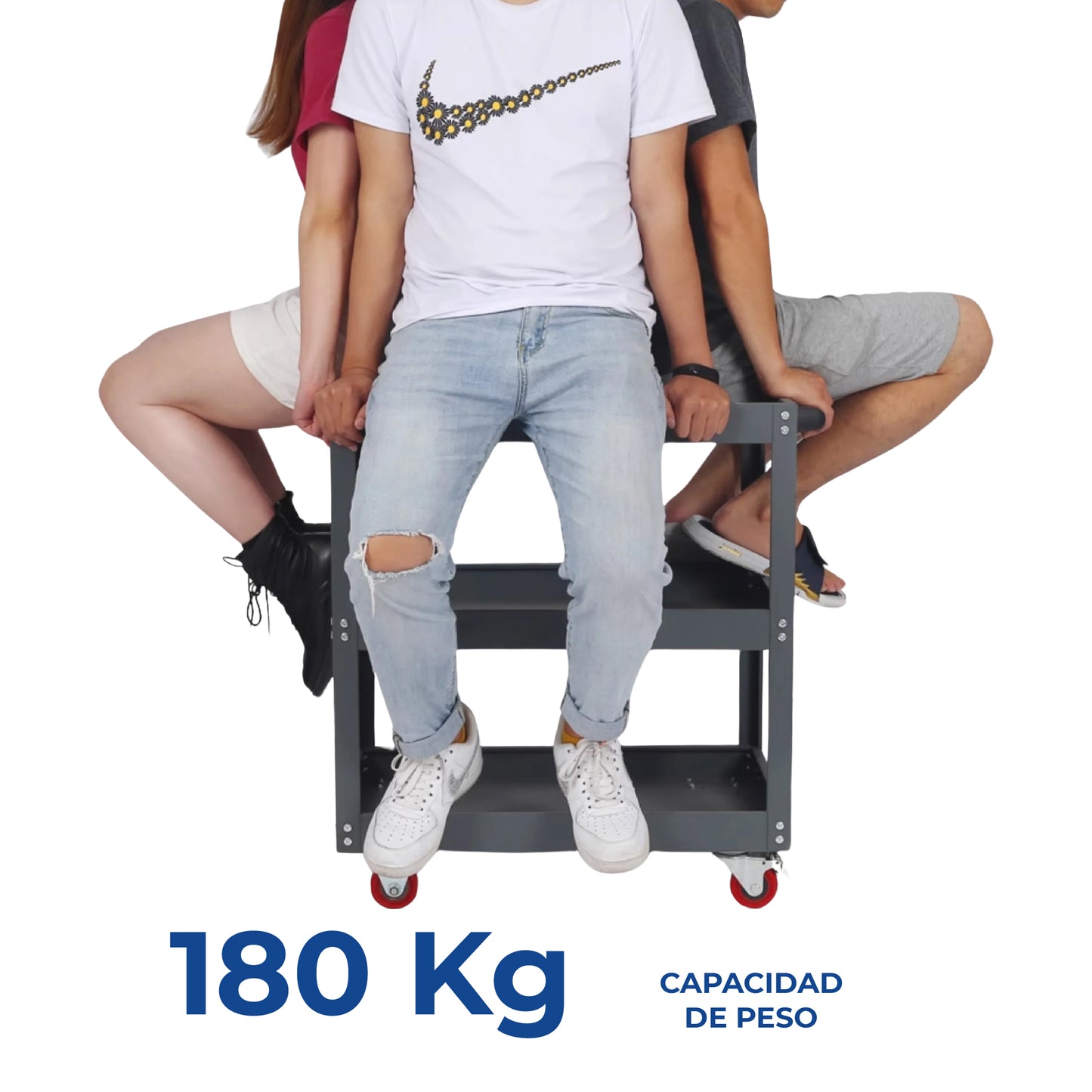 Carrito para Taller de Servicio mecánico Organizador de Herramientas con Ruedas con 3 Niveles