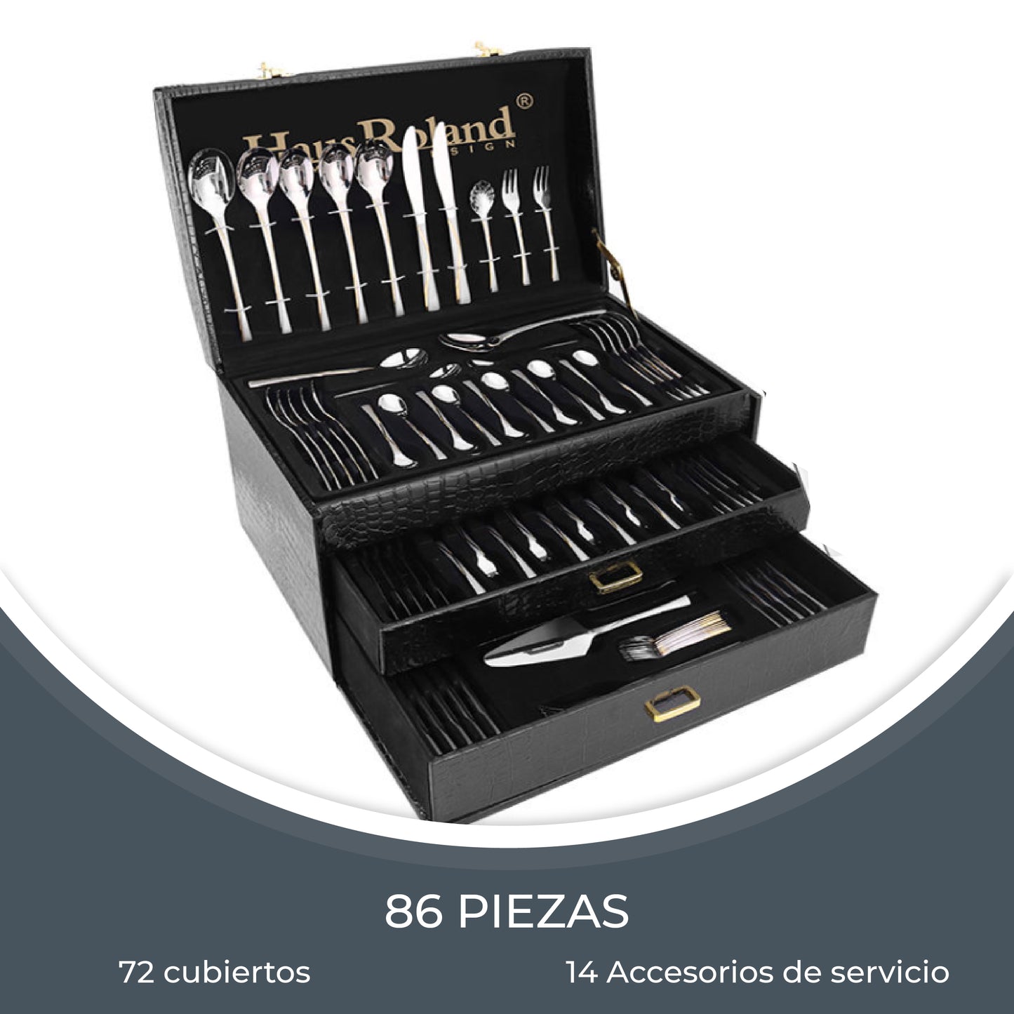 Juego De Cubiertos 86 Pcs Para 12 Personas Acero Inoxidable