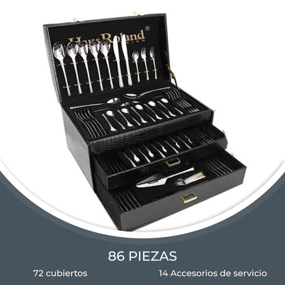 Juego De Cubiertos 86 Pcs Para 12 Personas Acero Inoxidable