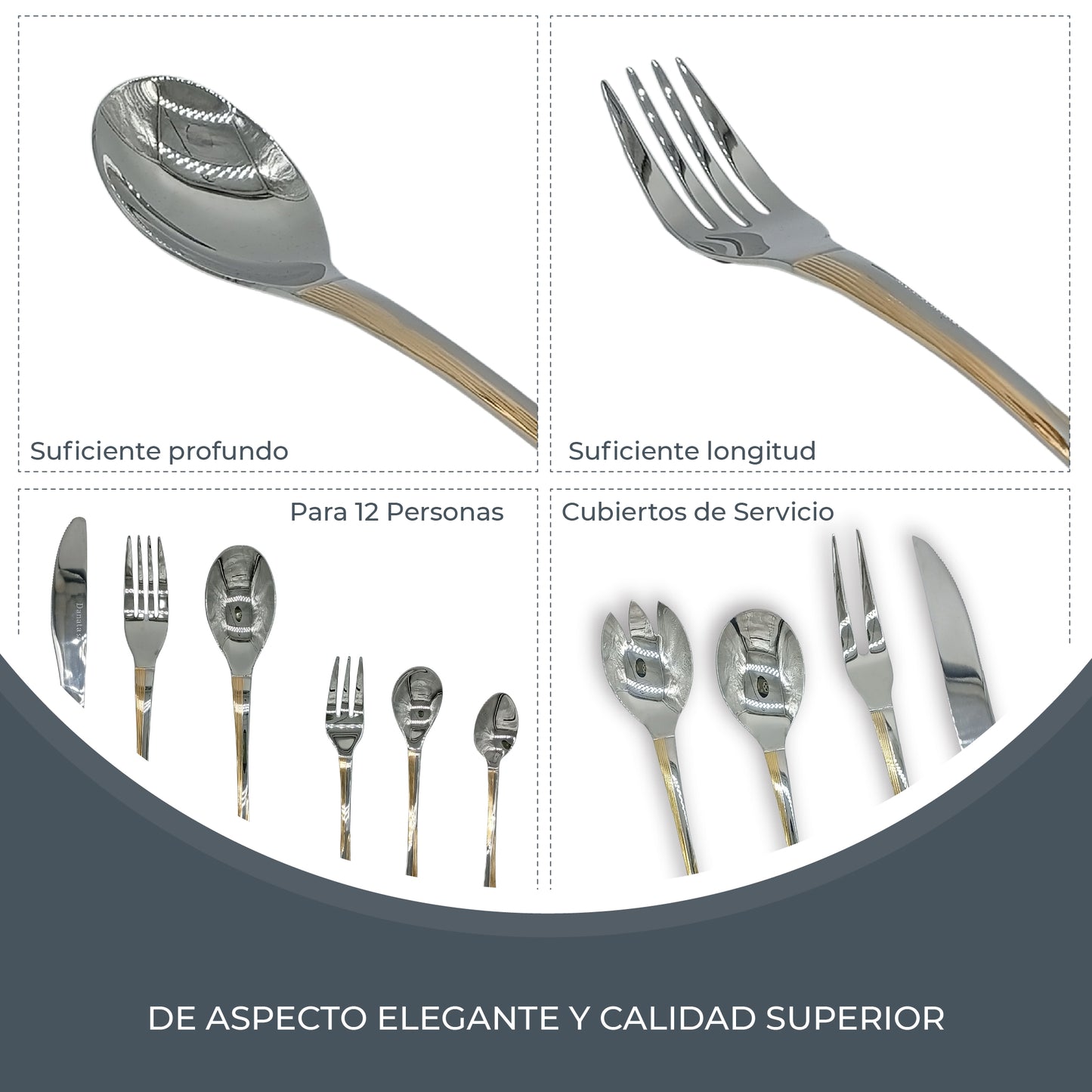 Juego De Cubiertos 86 Pcs Para 12 Personas Acero Inoxidable