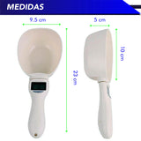 Bascula para mascotas cuchara digital, taza de pesaje de comida, báscula de cocina pesa hasta 800 gr/ 800 ml/ 28 oz/ 3.4
