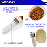 Bascula para mascotas cuchara digital, taza de pesaje de comida, báscula de cocina pesa hasta 800 gr/ 800 ml/ 28 oz/ 3.4