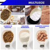 Bascula para mascotas cuchara digital, taza de pesaje de comida, báscula de cocina pesa hasta 800 gr/ 800 ml/ 28 oz/ 3.4