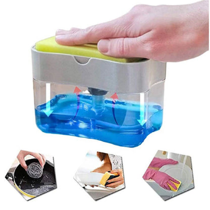 Dispensador de jabón 2 en 1 para cocina con esponja