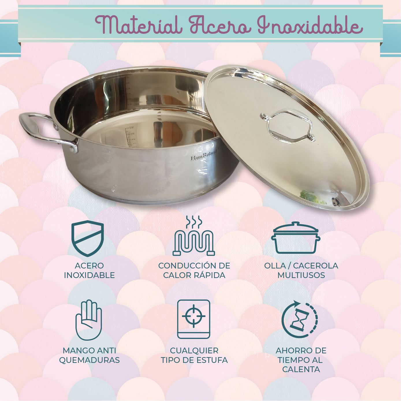 Batería RD Royal Cook Acero Inoxidable C/tapa 6 Piezas