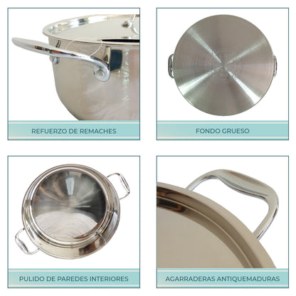 Batería RD Royal Cook Acero Inoxidable C/tapa 6 Piezas