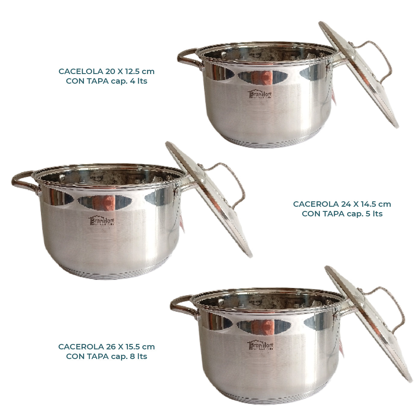 Batería Rd Royal Cook Acero Inoxidable C/tapa 12 Piezas
