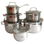 Batería Rd Royal Cook Acero Inoxidable C/tapa 12 Piezas