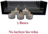 BASE DE MADERA Y CRISTAL PORTA VELAS VINTAGE RETRO