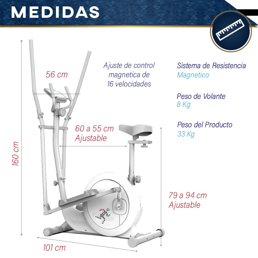 Maquina Eliptica Bicicleta Elíptica 16 Velocidades Abatible