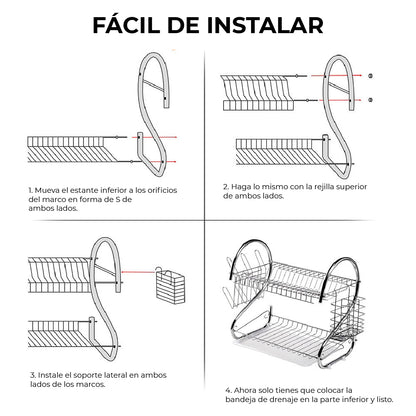Escurridor 2 niveles para trastes de acero cromado (56 cm/ 22 in)