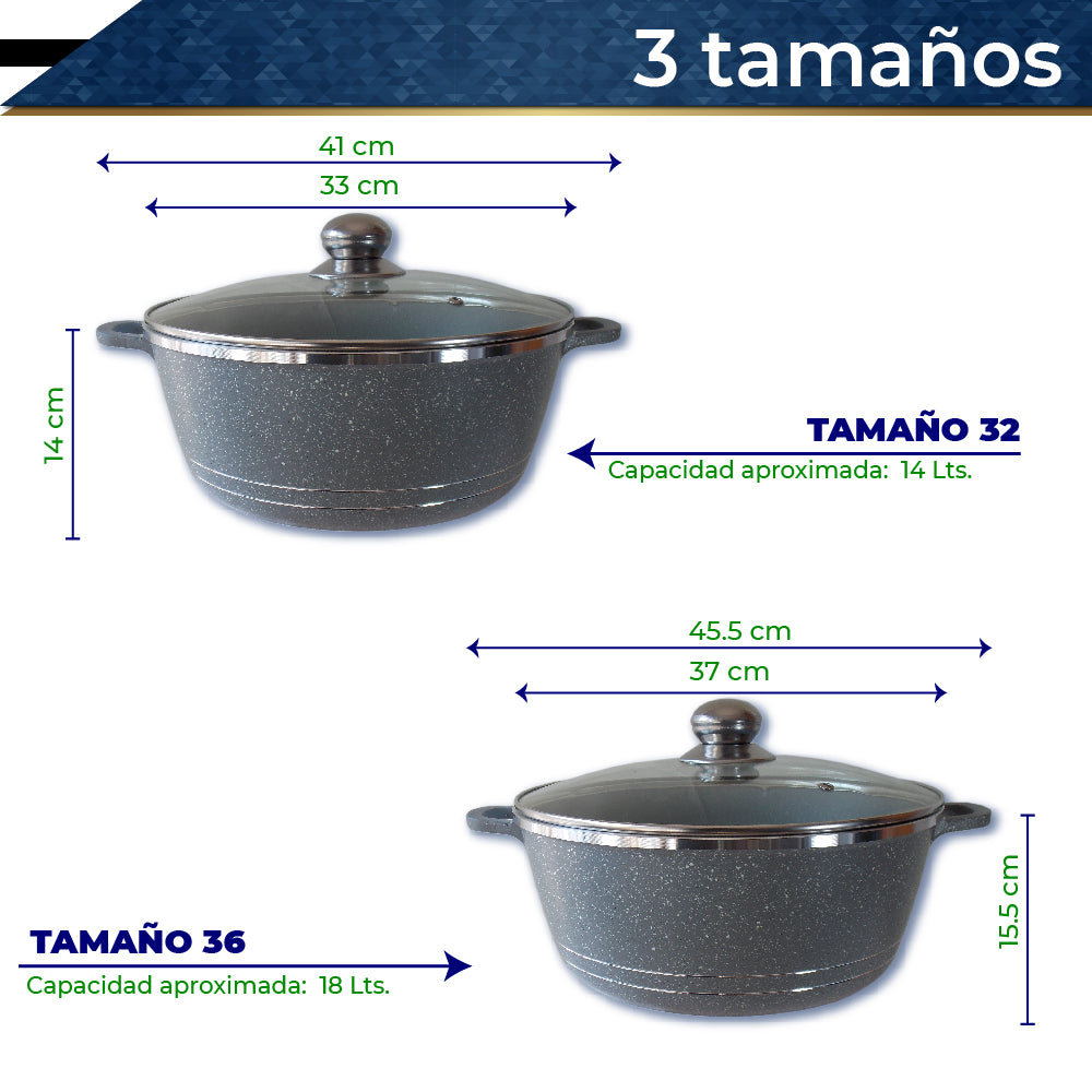 Bateria de Cocina Olla Cacerola Imperial XL 6 pz (Gris)