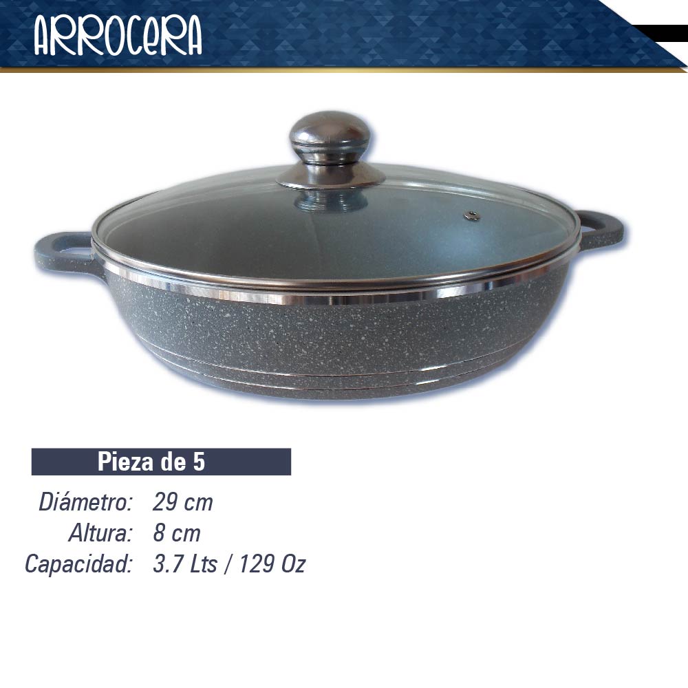 Bateria de 10 pz para cocina de Aluminio con recubrimiento de Granito (gris)