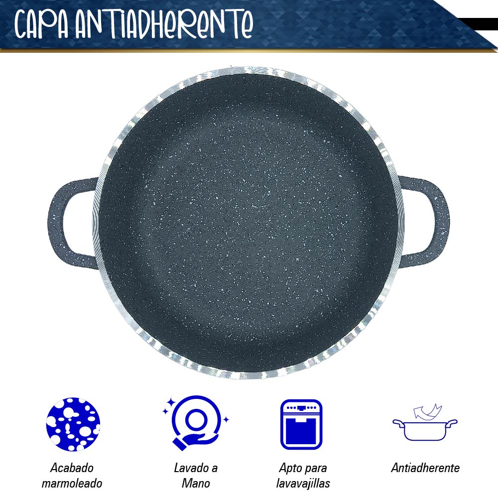 Bateria de 10 pz para cocina de Aluminio con recubrimiento de Granito (gris)