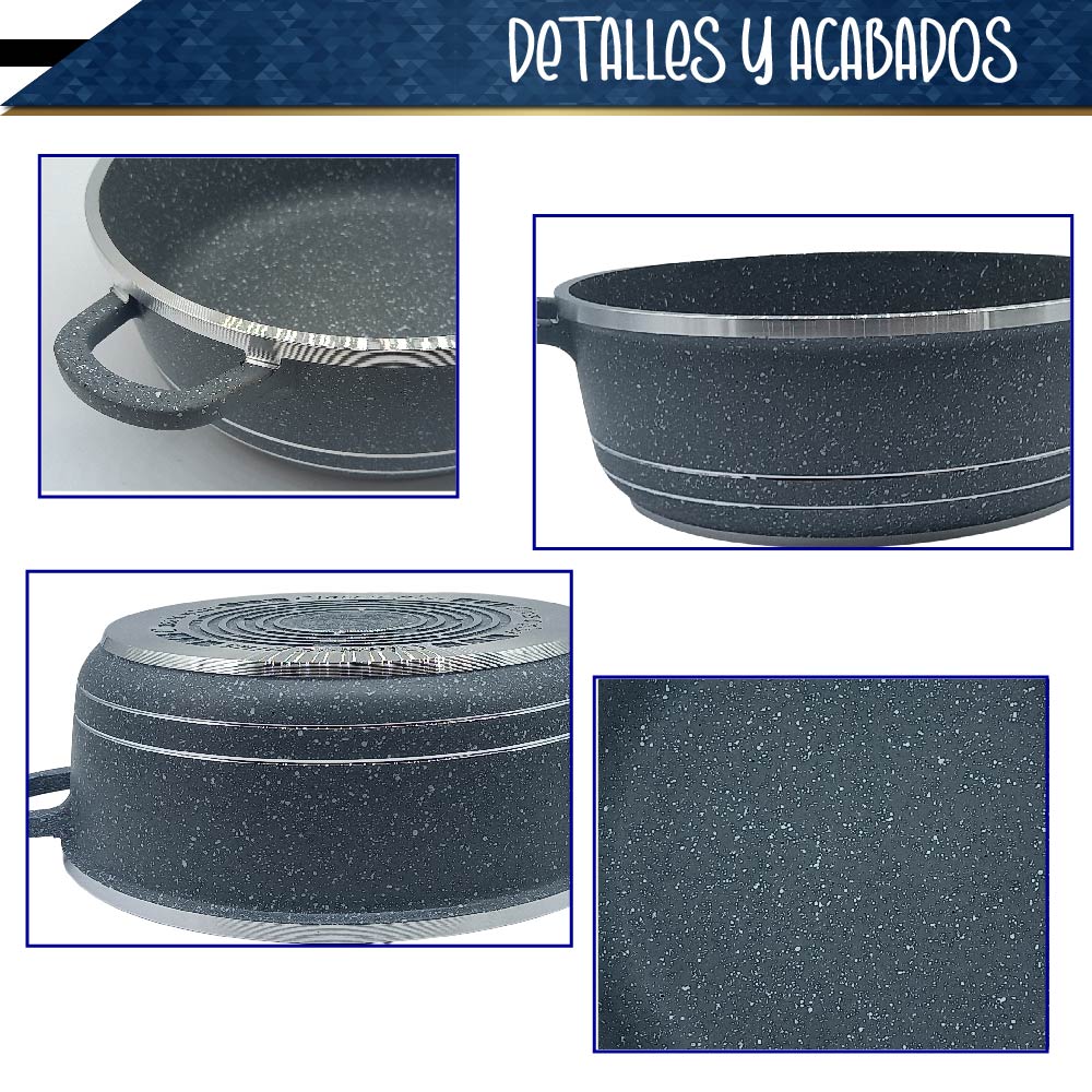 Bateria de 10 pz para cocina de Aluminio con recubrimiento de Granito (gris)