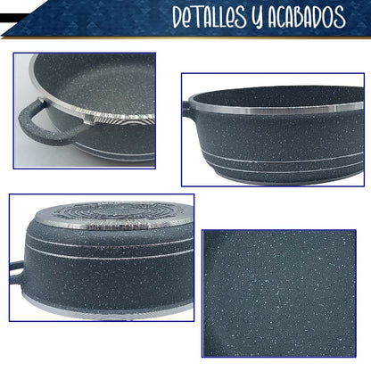 Bateria de 10 pz para cocina de Aluminio con recubrimiento de Granito (gris)